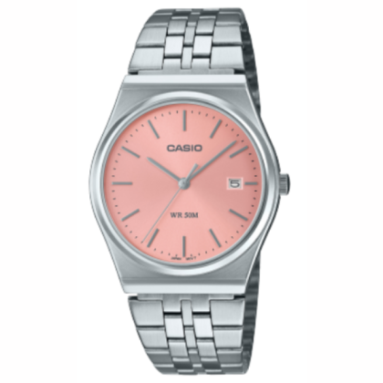 Casio General MTP-B145D-4A Pink Dial with Stainless Steel Dial Analog Men Watch 